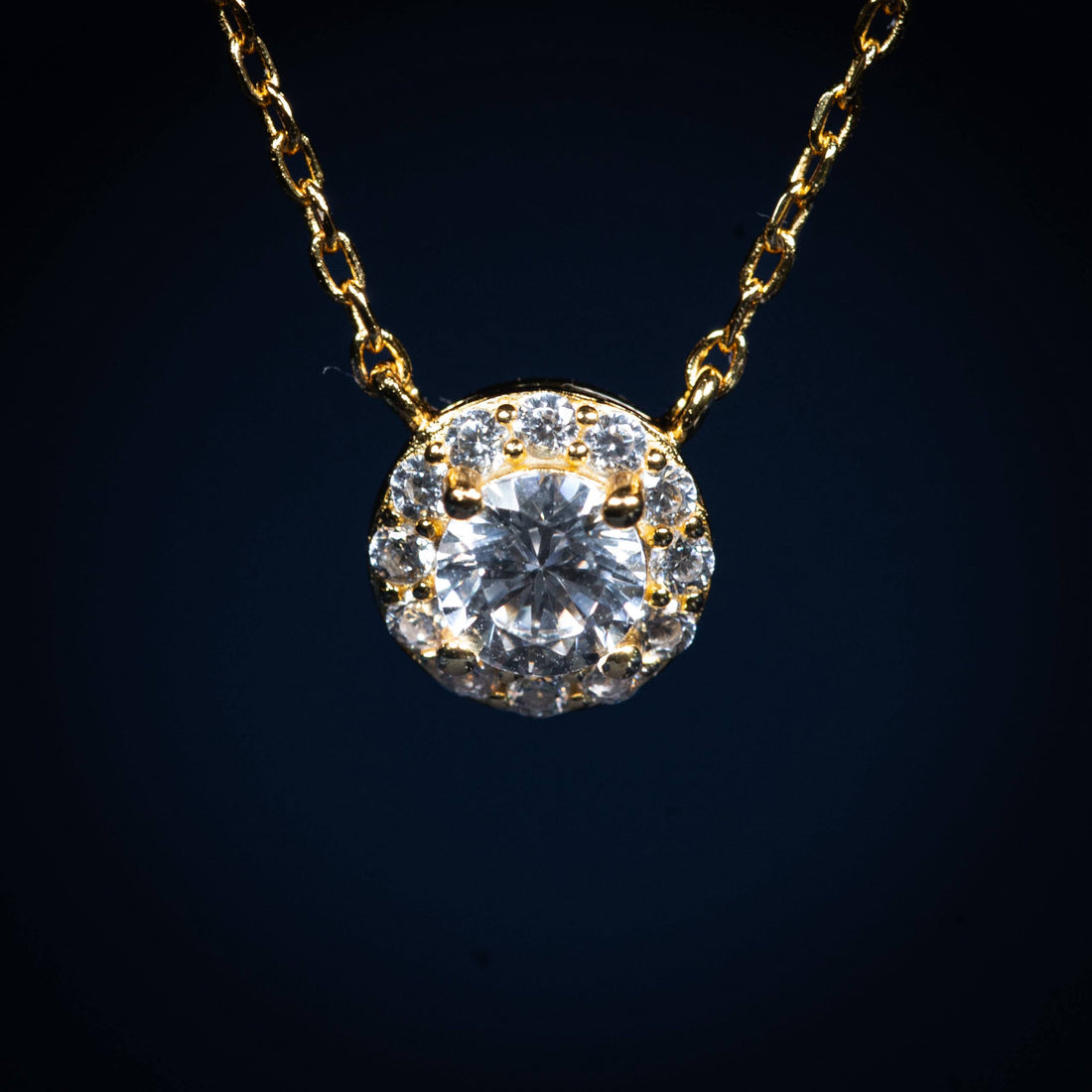 Dolce Mondo Lina White Zircon Gold-Plated 925 Silver Pendant Necklace