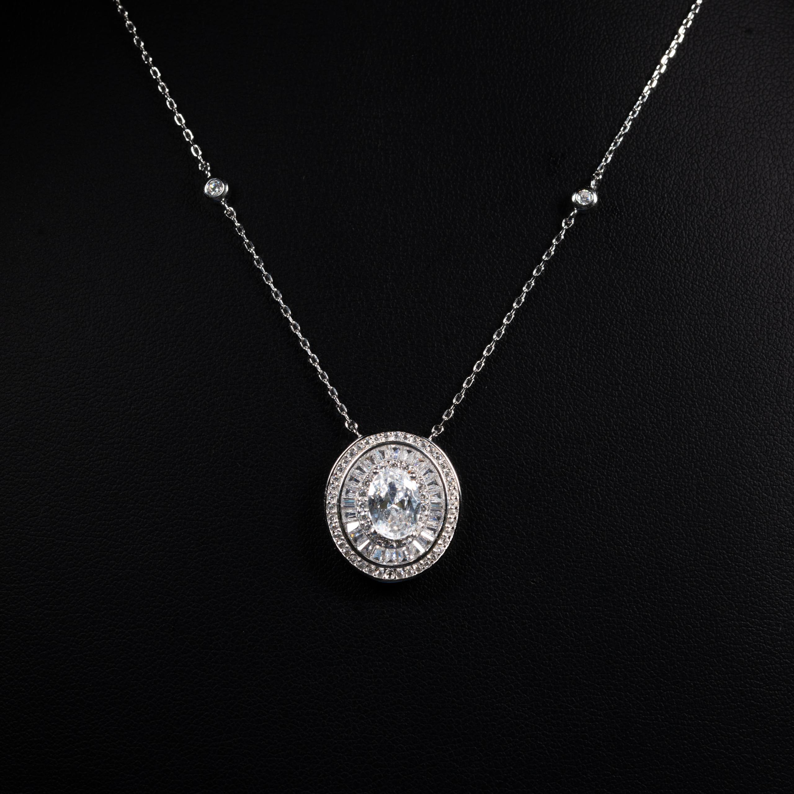 Dolce Mondo Aseel White Zircon 925 Silver Pendant Necklace