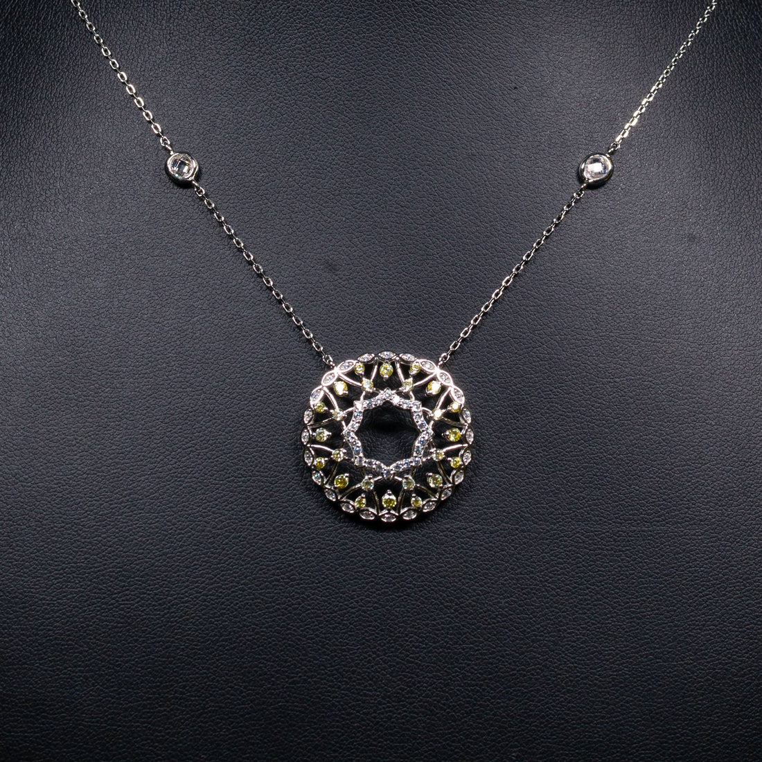 Dolce Mondo Zahra Golden Yellow & White Zircon 925 Silver Pendant & Earring Set