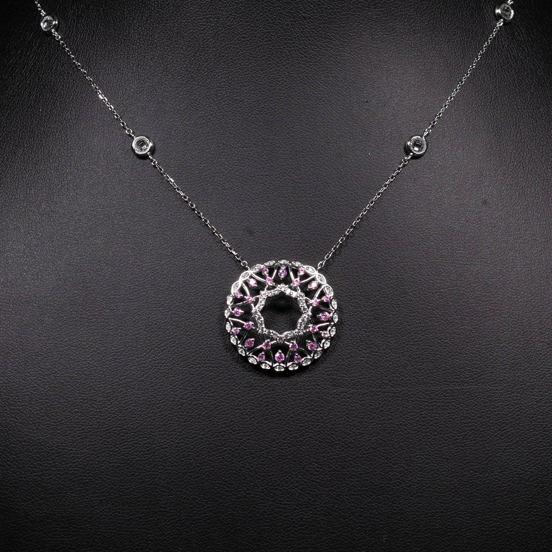 Dolce Mondo Yara Rose Pink & White Zircon 925 Silver Pendant & Earring Set