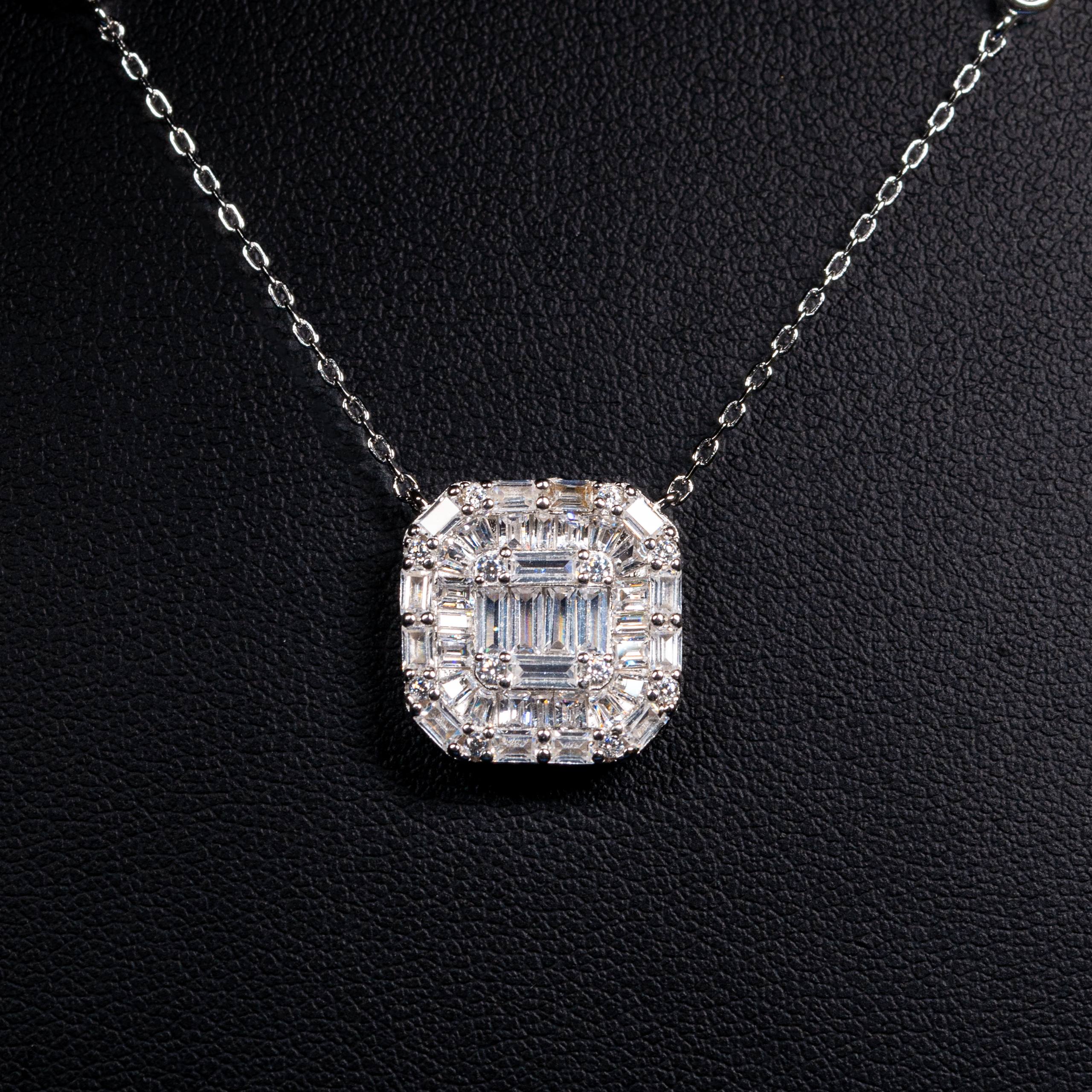 Dolce Mondo Salma White Zircon 925 Silver Pendant Necklace