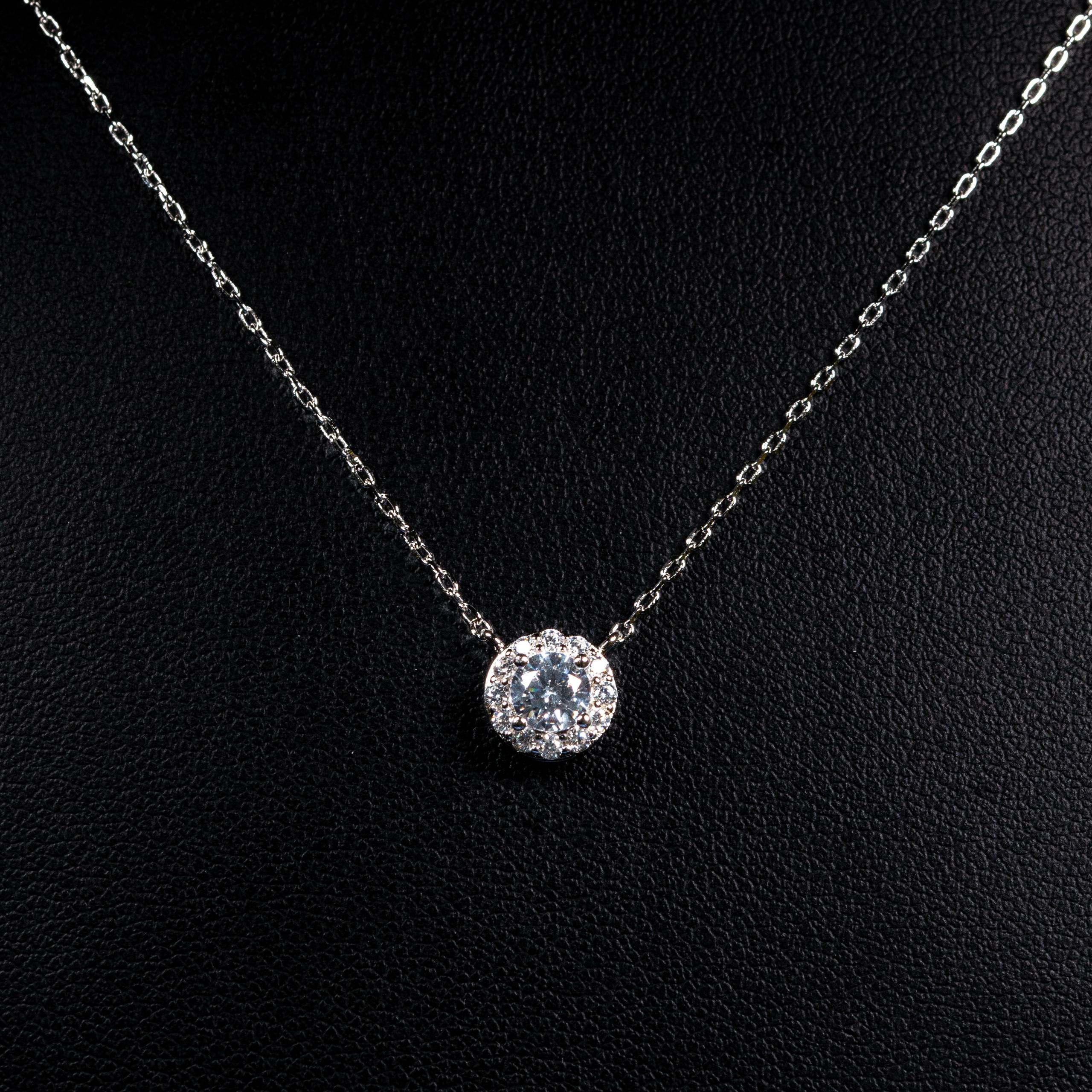 Dolce Mondo Mariam White Zircon 925 Silver Pendant Necklace