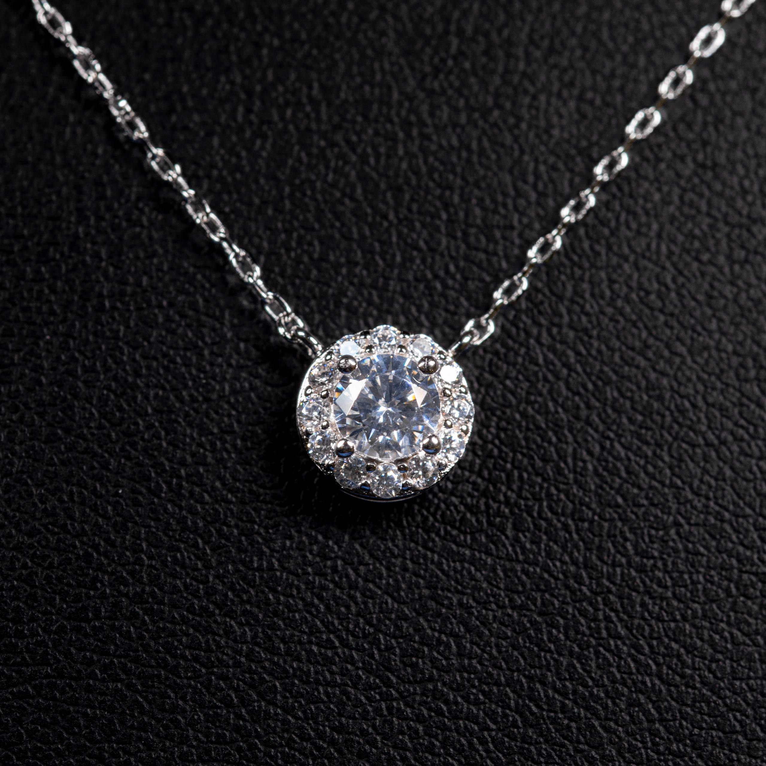 Dolce Mondo Mariam White Zircon 925 Silver Pendant Necklace