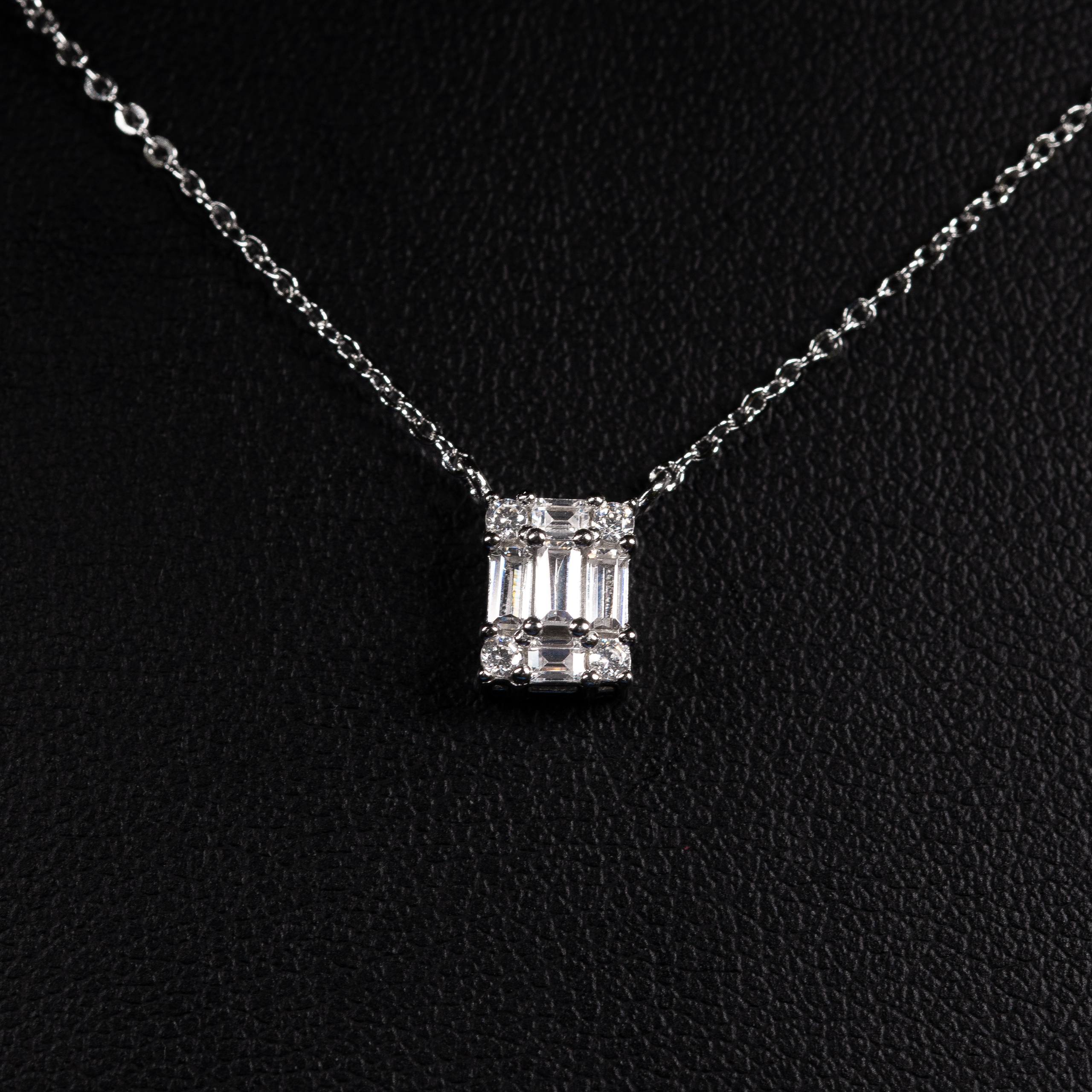 Dolce Mondo Rania White Zircon 925 Silver Pendant Necklace