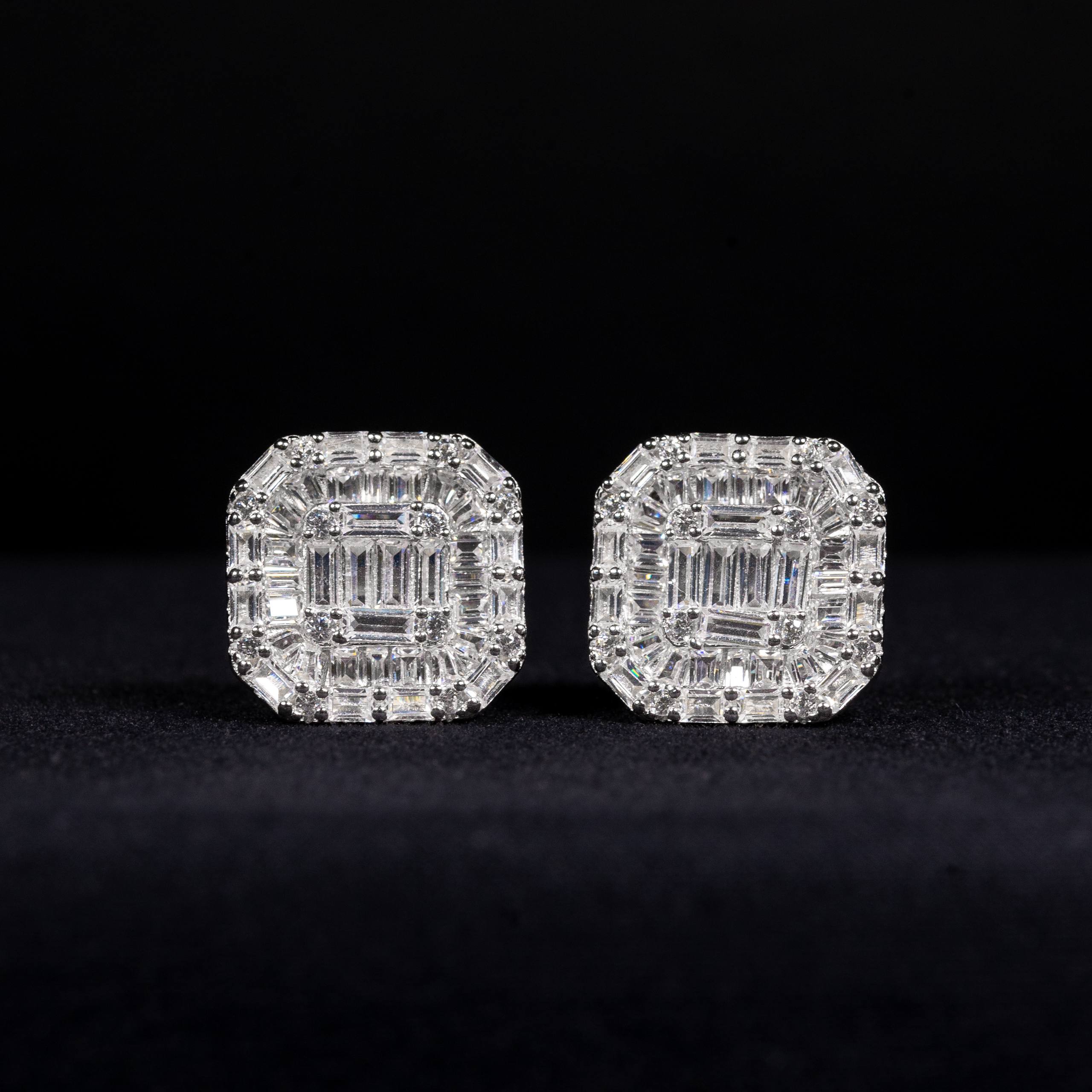 Aurelia White Zircon Octagonal Mosaic Stud Earrings in 925 Silver