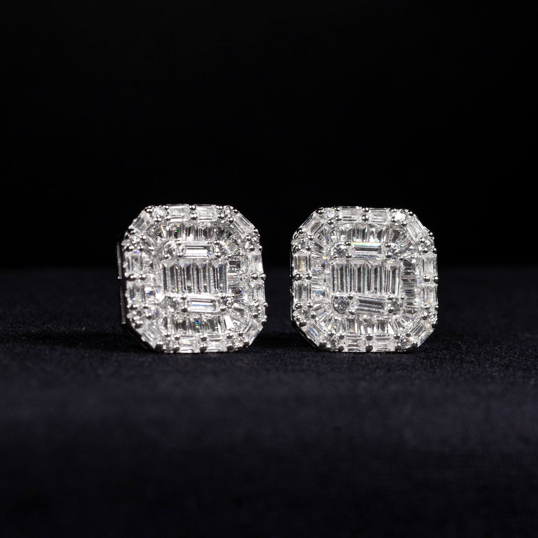 Aurelia White Zircon Octagonal Mosaic Stud Earrings in 925 Silver