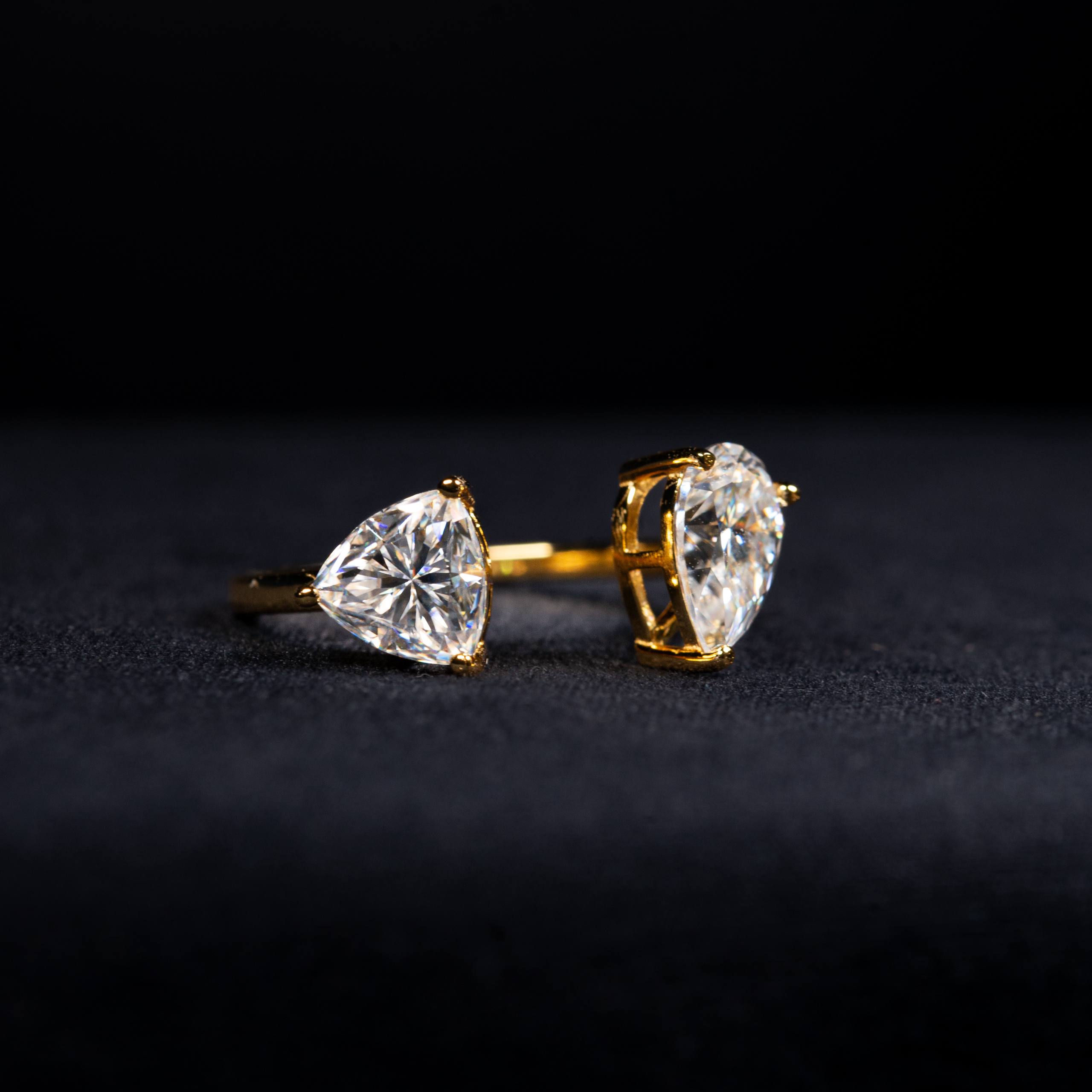 Pear and Oval Cut GRA Certified Moissanite Ring in Gold Plated 925 Sterling Silver – 2.59 Carat