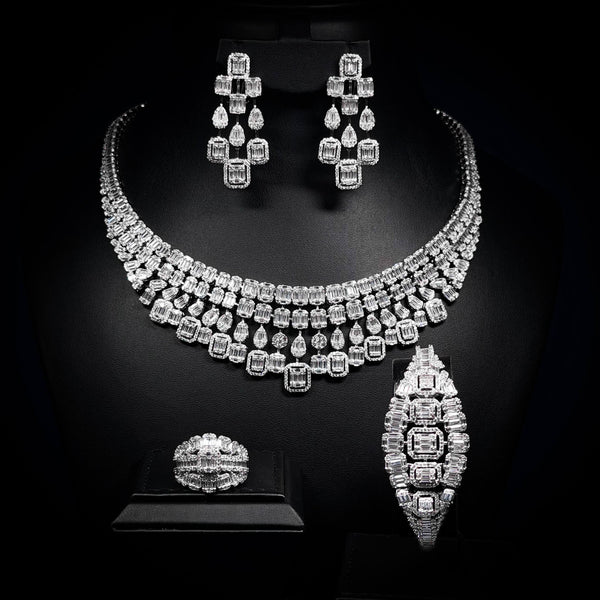 Opaline Geometry White 925 Silver Full Set