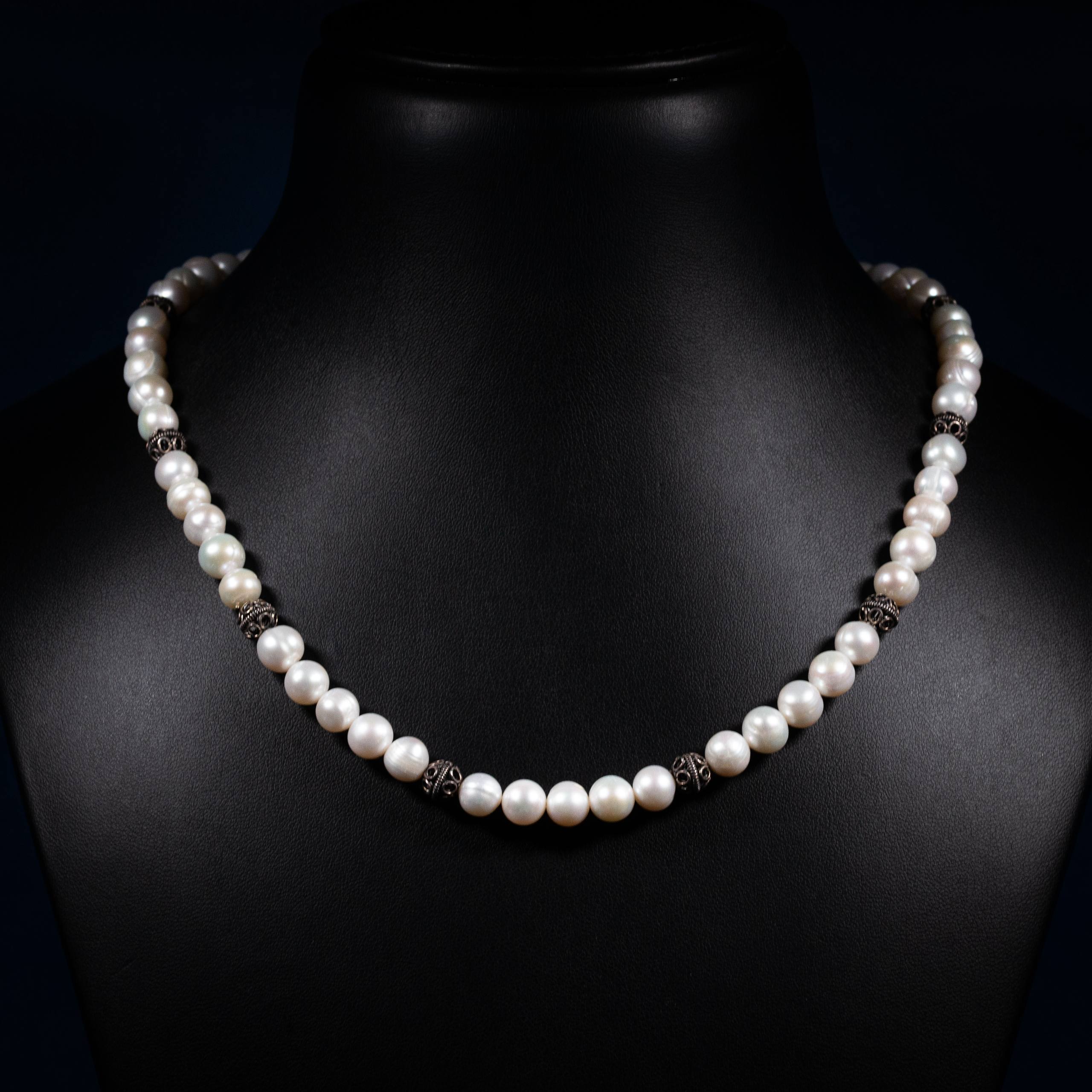 Dolce Mondo Heritage Freshwater Pearl Necklace with Vintage Bead Accents