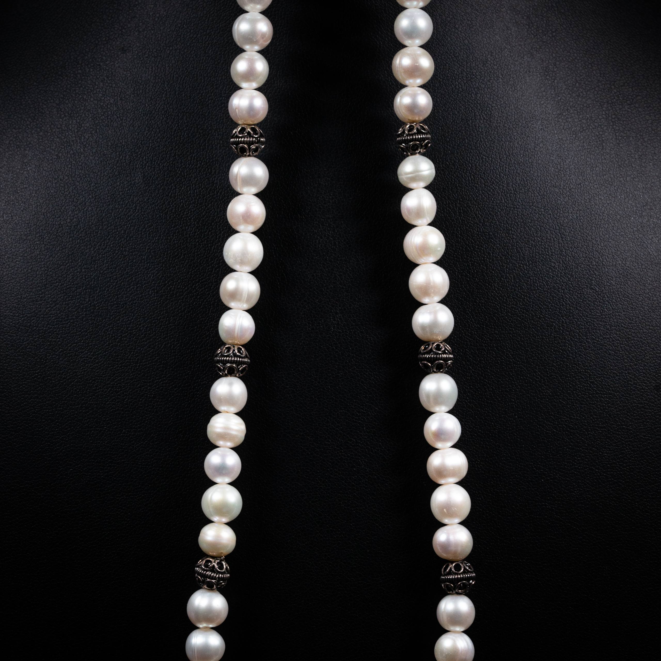 Dolce Mondo Heritage Freshwater Pearl Necklace with Vintage Bead Accents