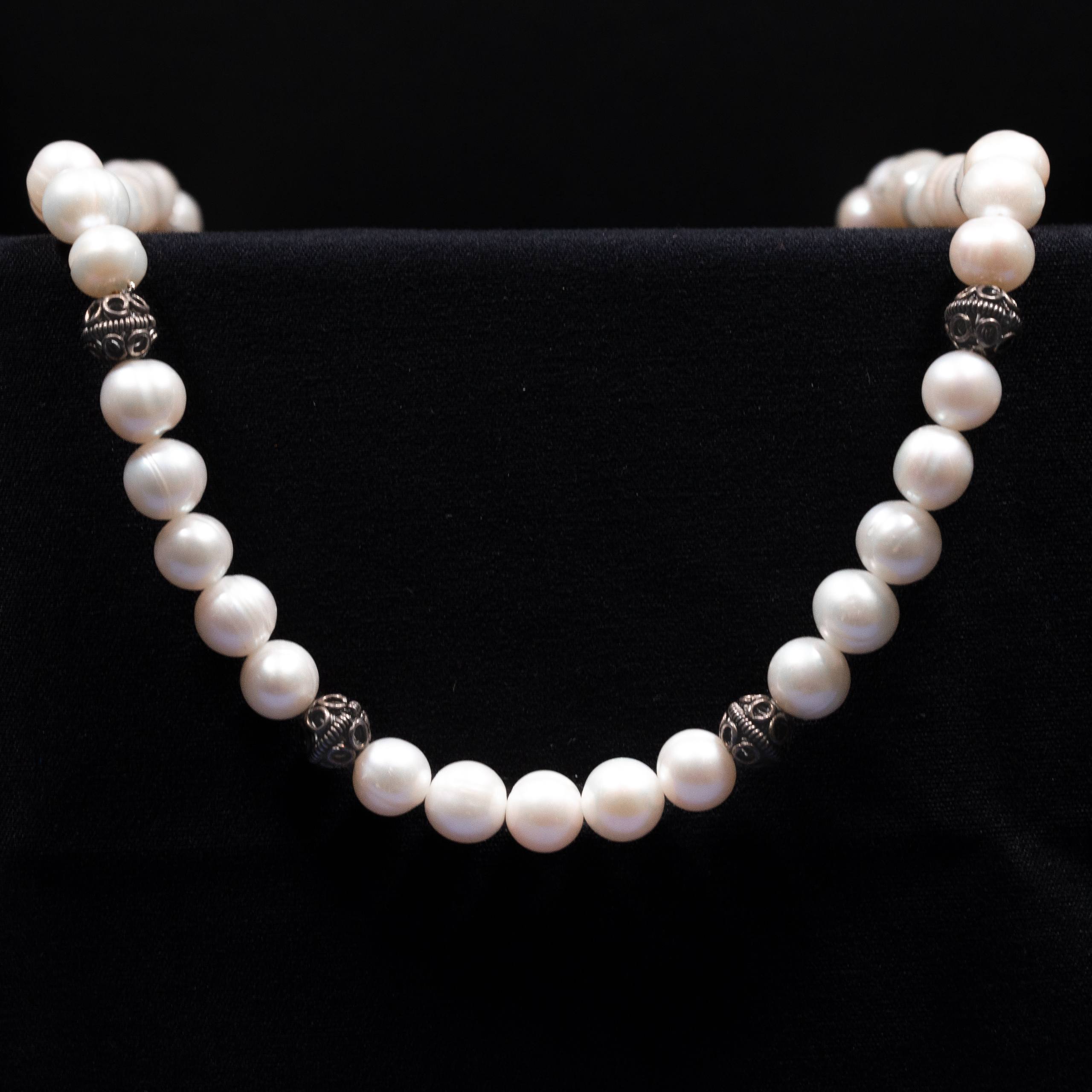 Dolce Mondo Heritage Freshwater Pearl Necklace with Vintage Bead Accents