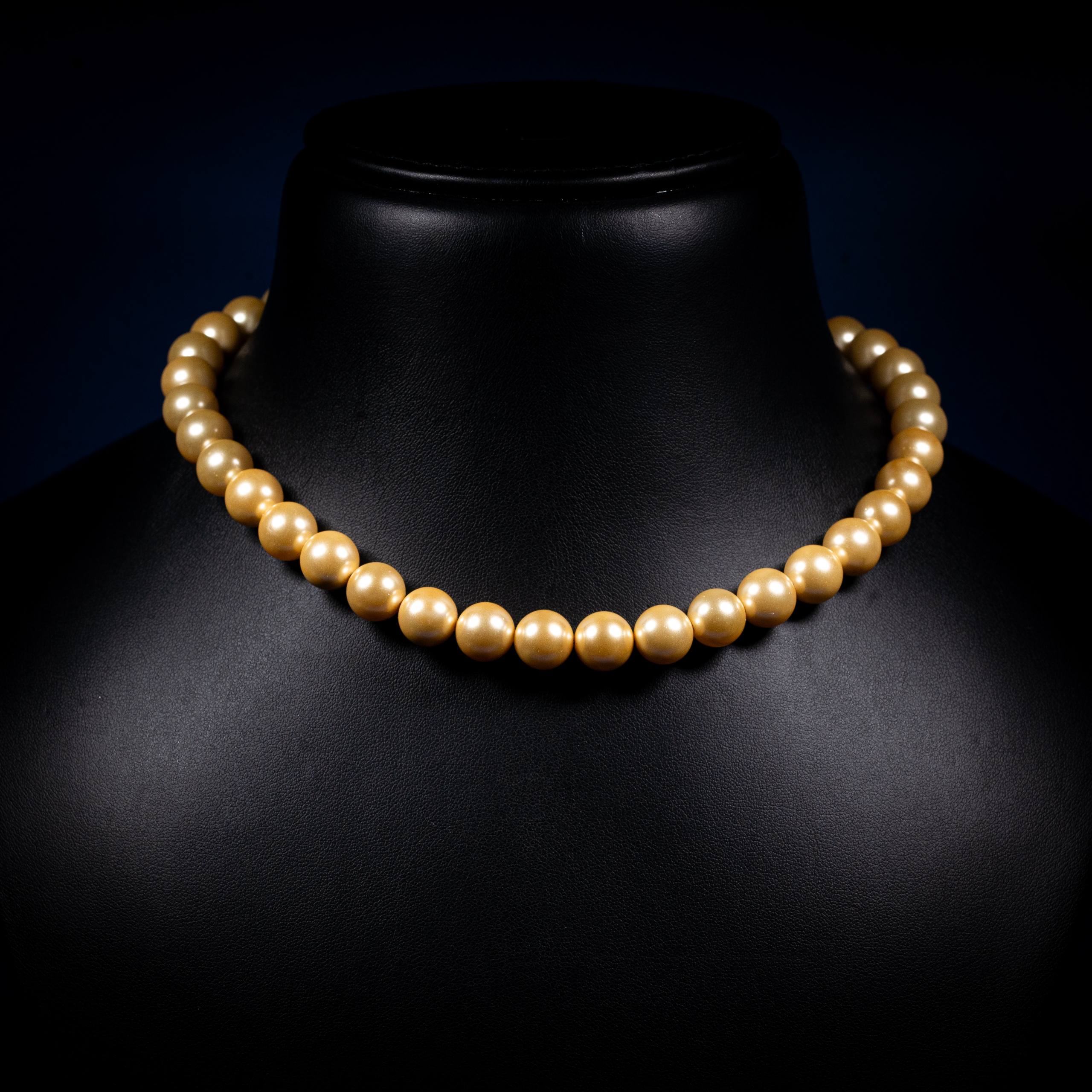 Dolce Mondo Sunlit Golden Freshwater Pearl Necklace in 925 Sterling Silver