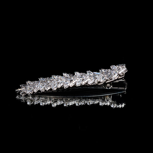 Crystal Ivy White Zircon Rhodium Plated Hair Pin