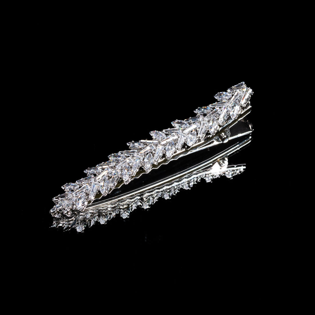 Crystal Ivy White Zircon Rhodium Plated Hair Pin