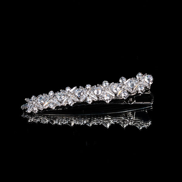 Royal Frost White Zircon Rhodium Plated Hair Pin