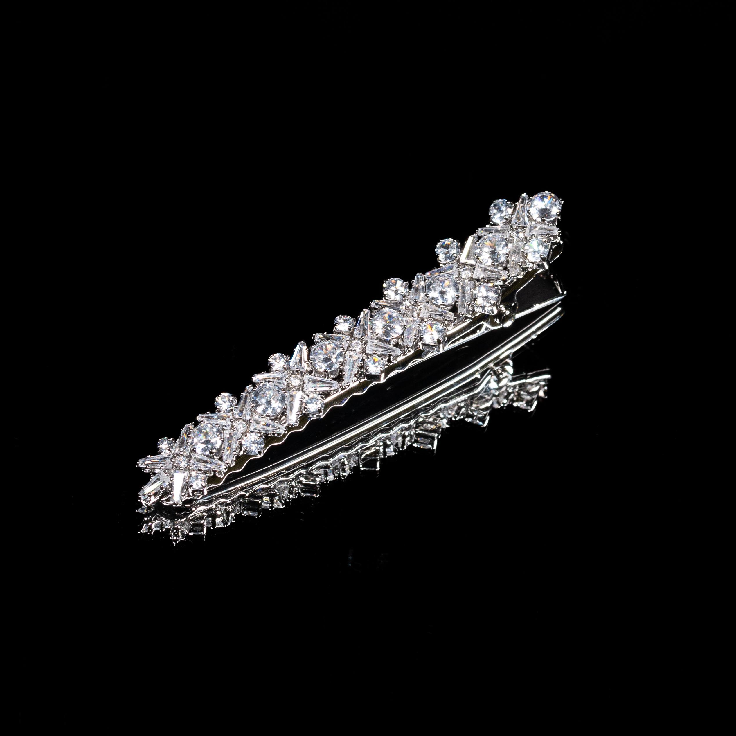 Royal Frost White Zircon Rhodium Plated Hair Pin