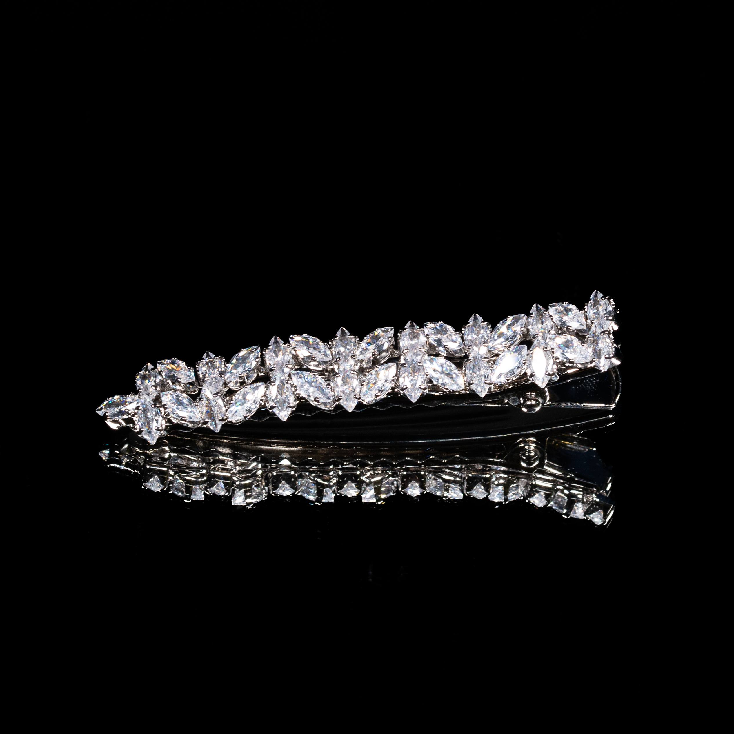 Luna Vine White Zircon Rhodium Plated Hair Pin