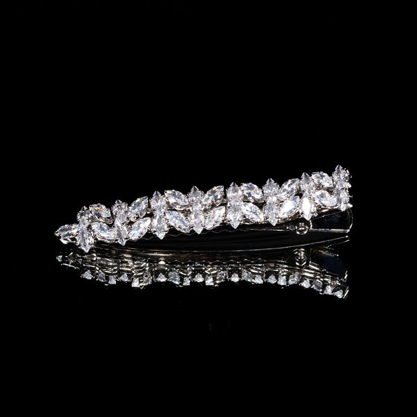 Luna Vine White Zircon Rhodium Plated Hair Pin