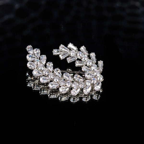 Mariam White Zircon Brooch High Quality Rhodium Plated