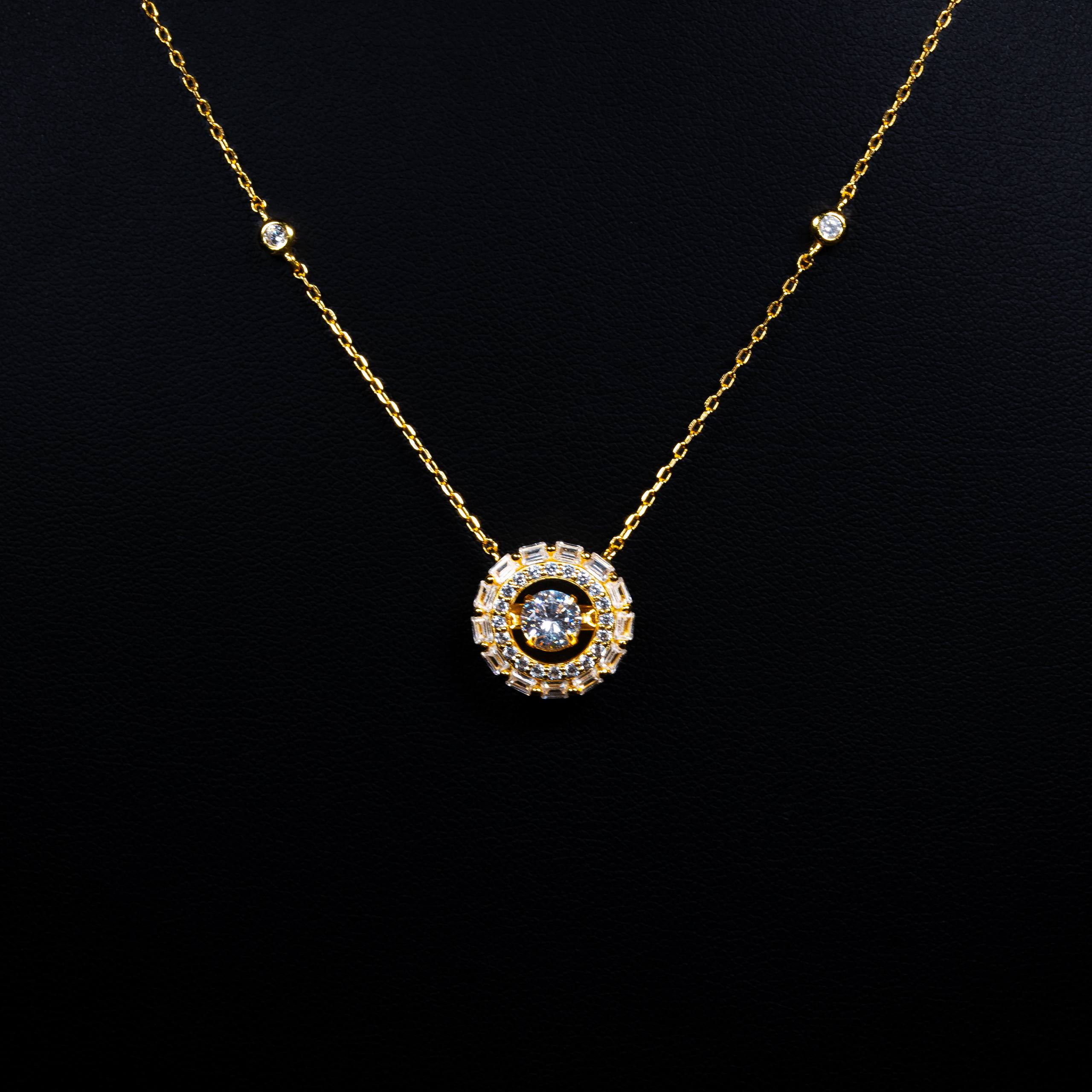 Dolce Mondo Saba White Zircon Gold-Plated 925 Silver Pendant Necklace