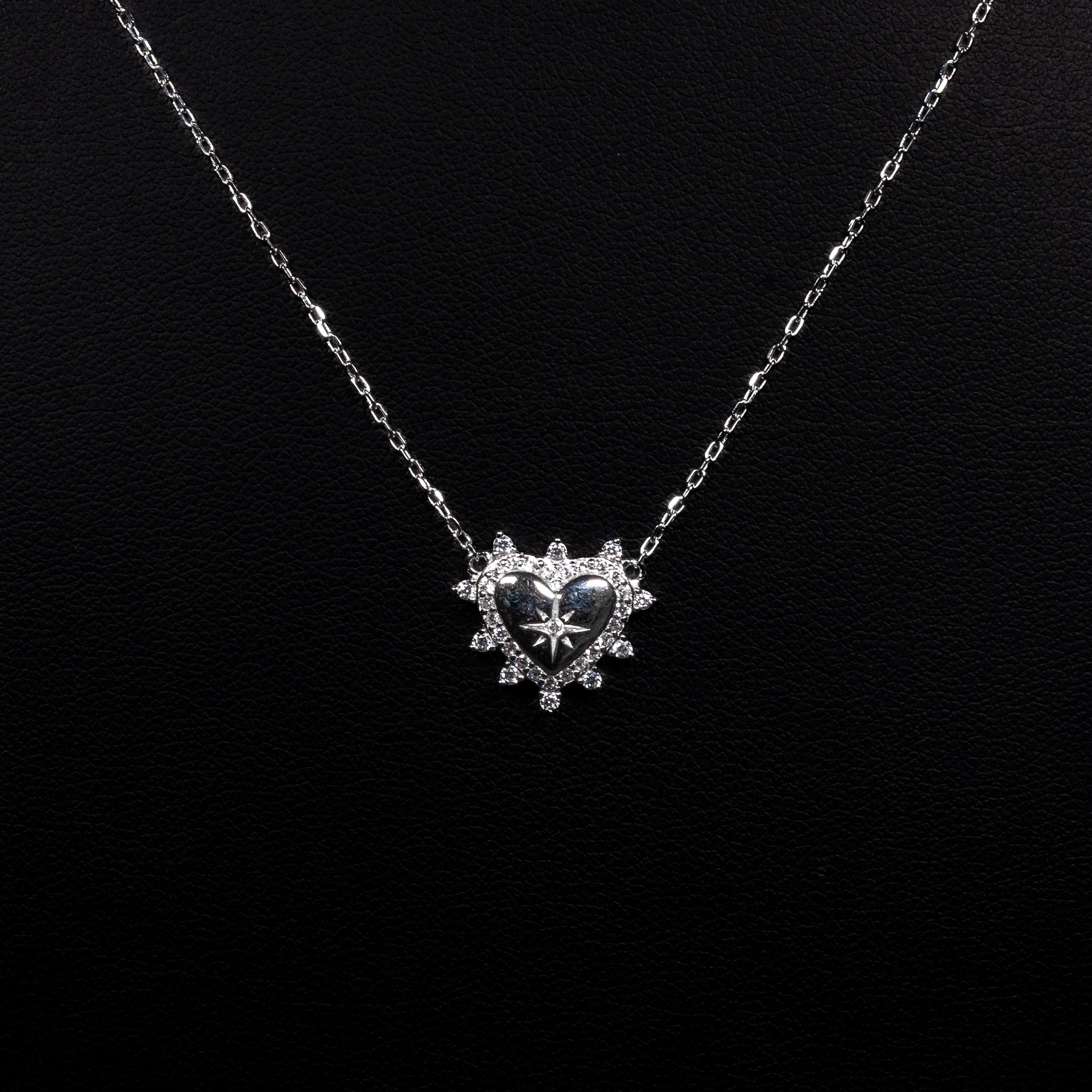 Dolce Mondo Mira White Zircon 925 Silver Pendant Necklace