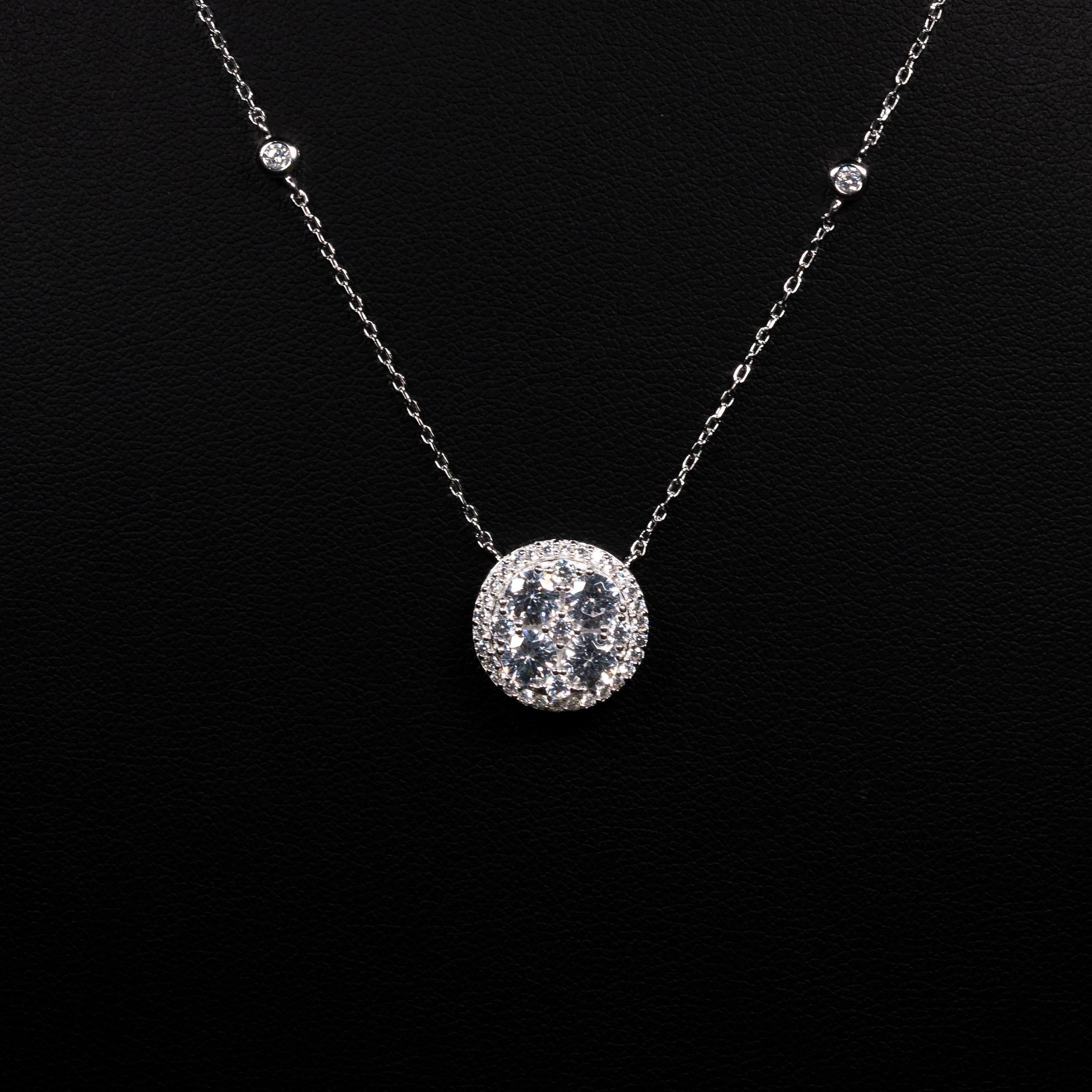 Dolce Mondo Maysa White Zircon 925 Silver Pendant Necklace