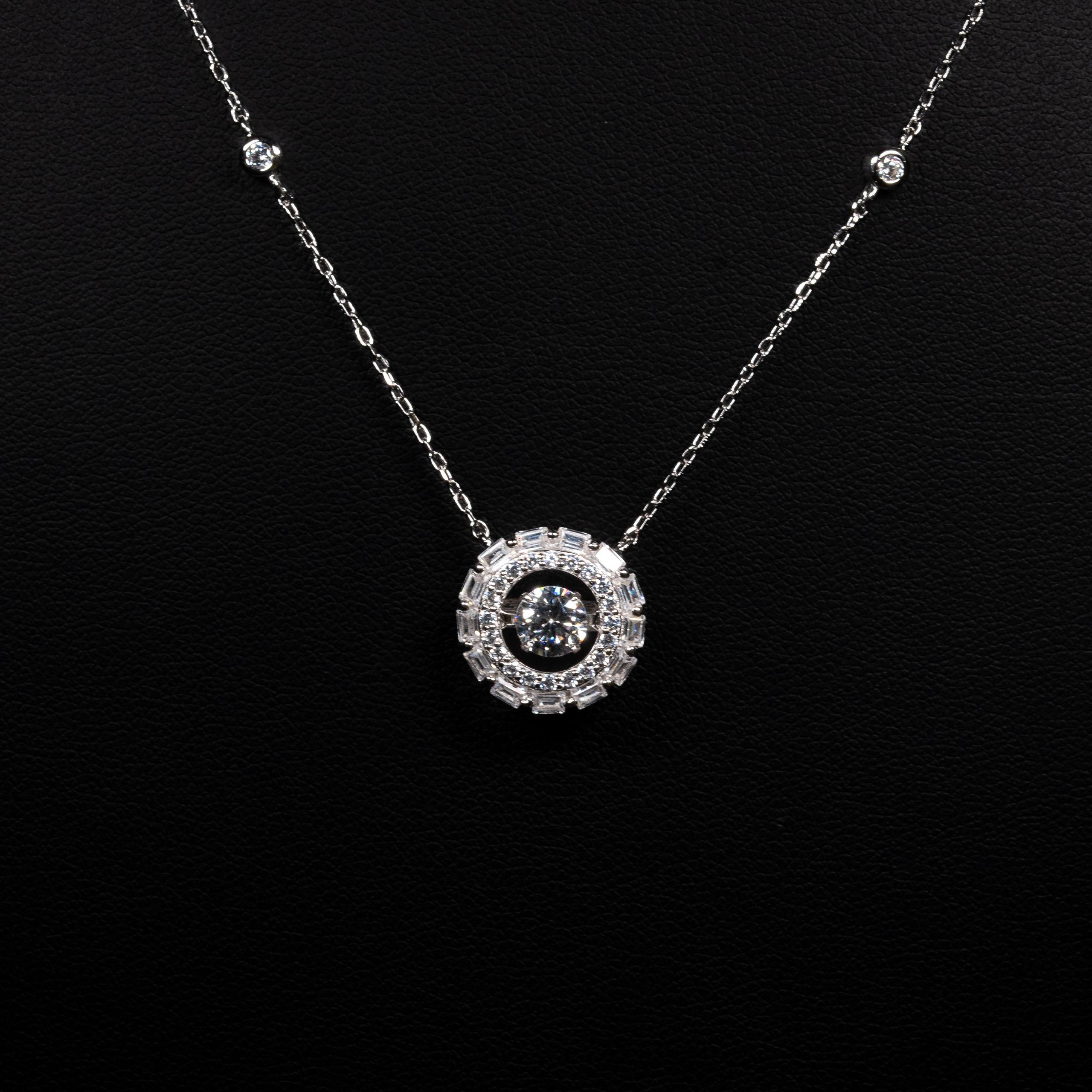 Dolce Mondo Lamis White Zircon 925 Silver Pendant Necklace