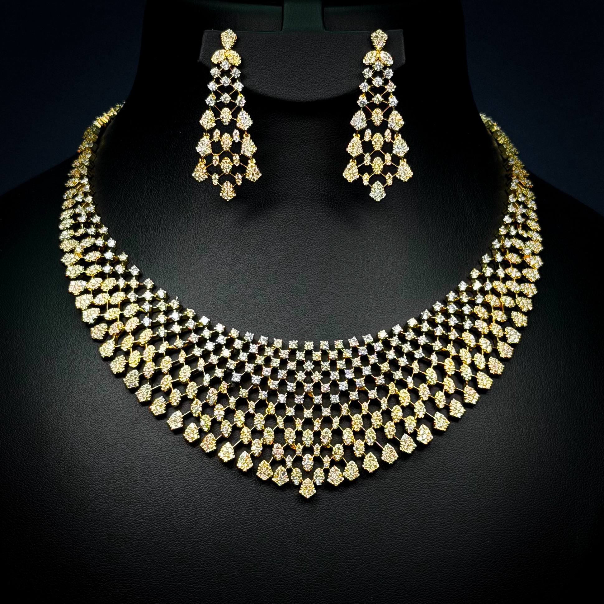 Golden Lattice White Zircon Gold Plated Full Set