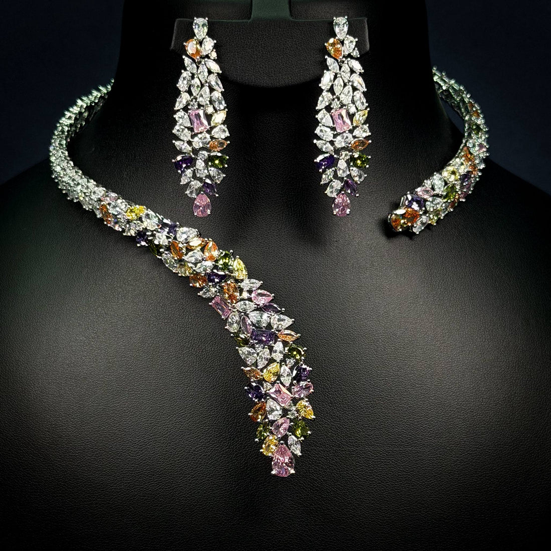 Prism Royale Multicolor Zircon Rhodium Plated Full Set