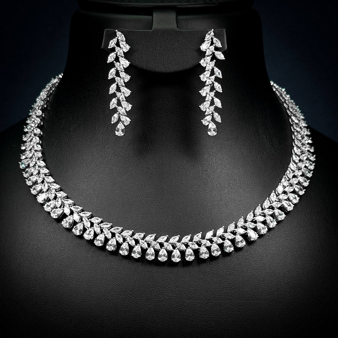 Laurel Grace White Zircon Rhodium Plated Full Set