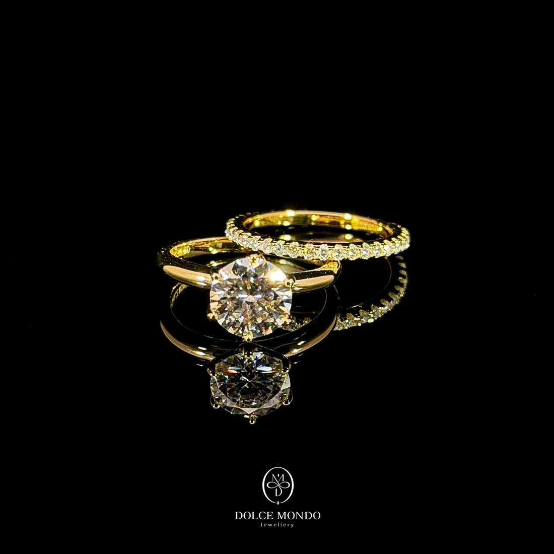 925 Silver Golden Solitaire Moissanite Ring 18k Gold Plated 2.3 Carat