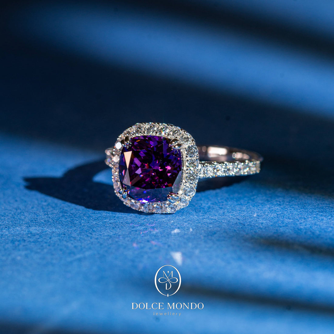 Dolce Mondo Imperial Deep Amethyst Zircon Rhodium Plated 925 Silver Ring