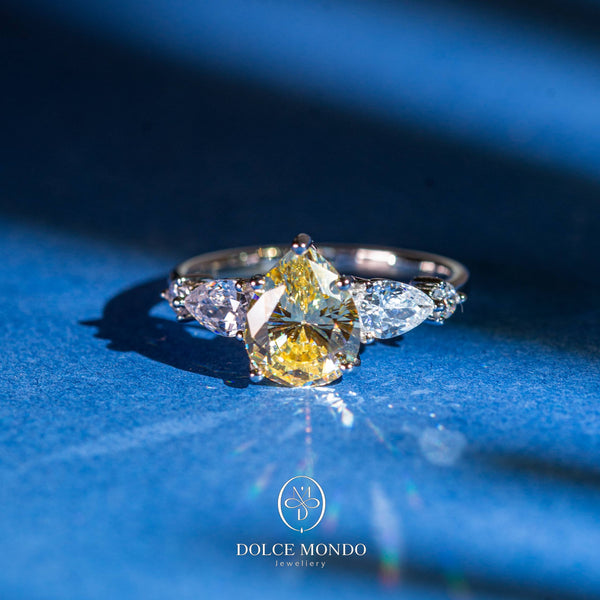 Dolce Mondo Canary Radiance Yellow - Zircon Rhodium Plated 925 Silver Ring