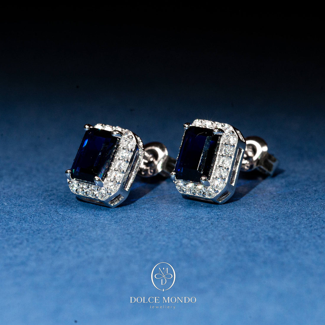 Noir Royale Zircon Halo Stud Earrings