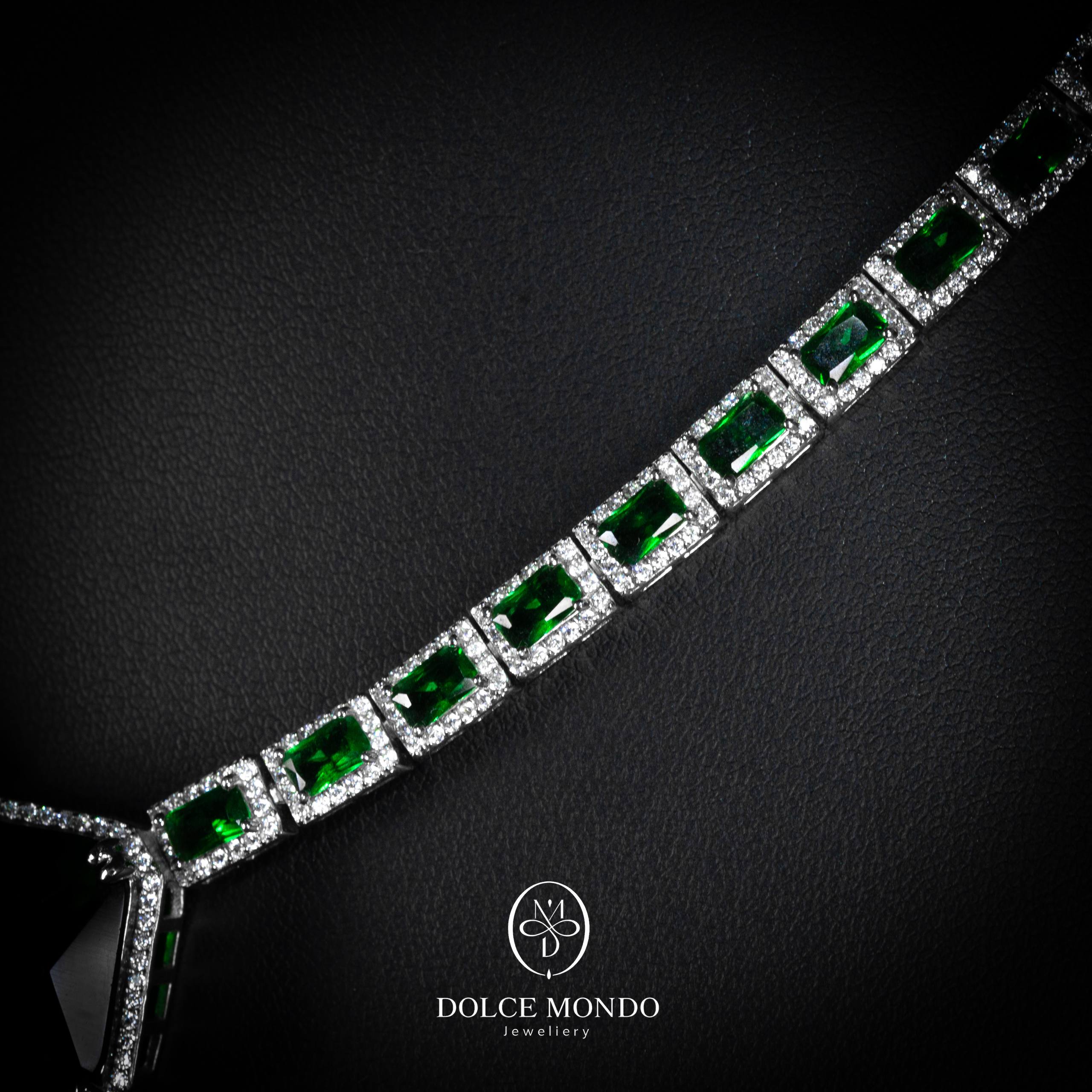 Majestique Emerald Green Crystal Tennis Necklace