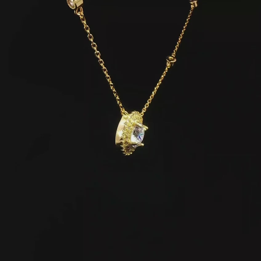 Dolce Mondo Samira White Zircon Gold-Plated 925 Silver Pendant Necklace