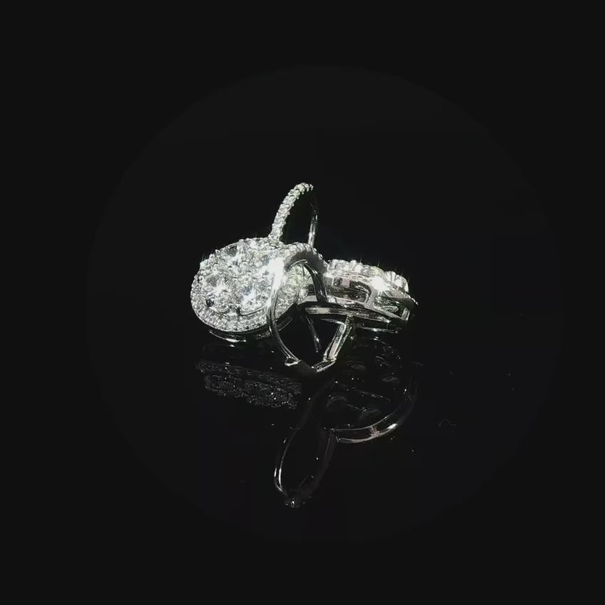 Lunara White Zircon Round Drop Earrings in 925 Silver