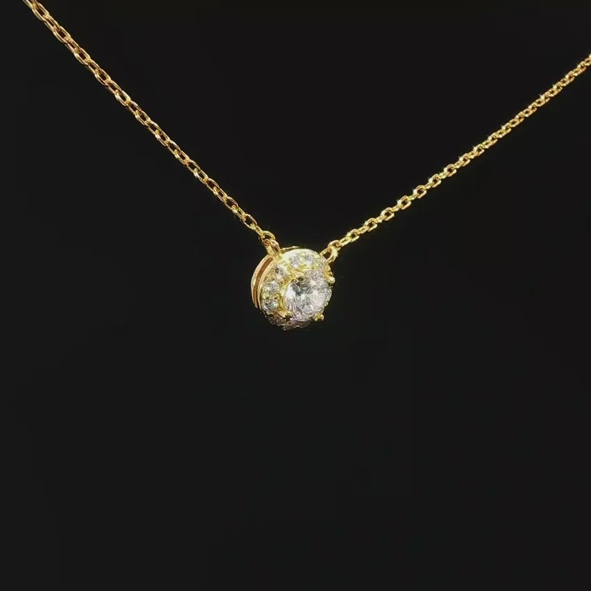 Dolce Mondo Lina White Zircon Gold-Plated 925 Silver Pendant Necklace