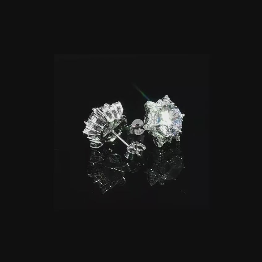 Stellara White Zircon Starburst Stud Earrings in 925 Silver