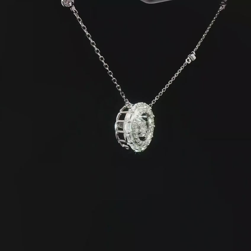 Dolce Mondo Lamis White Zircon 925 Silver Pendant Necklace