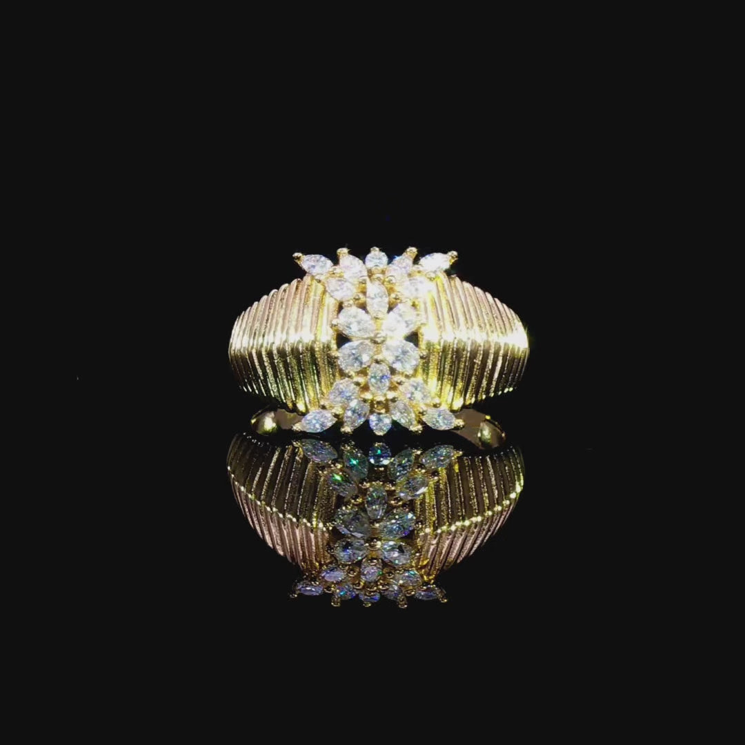 Marquise Cut GRA Certified Moissanite Ring in Gold Plated 925 Sterling Silver – 1.57 Carat