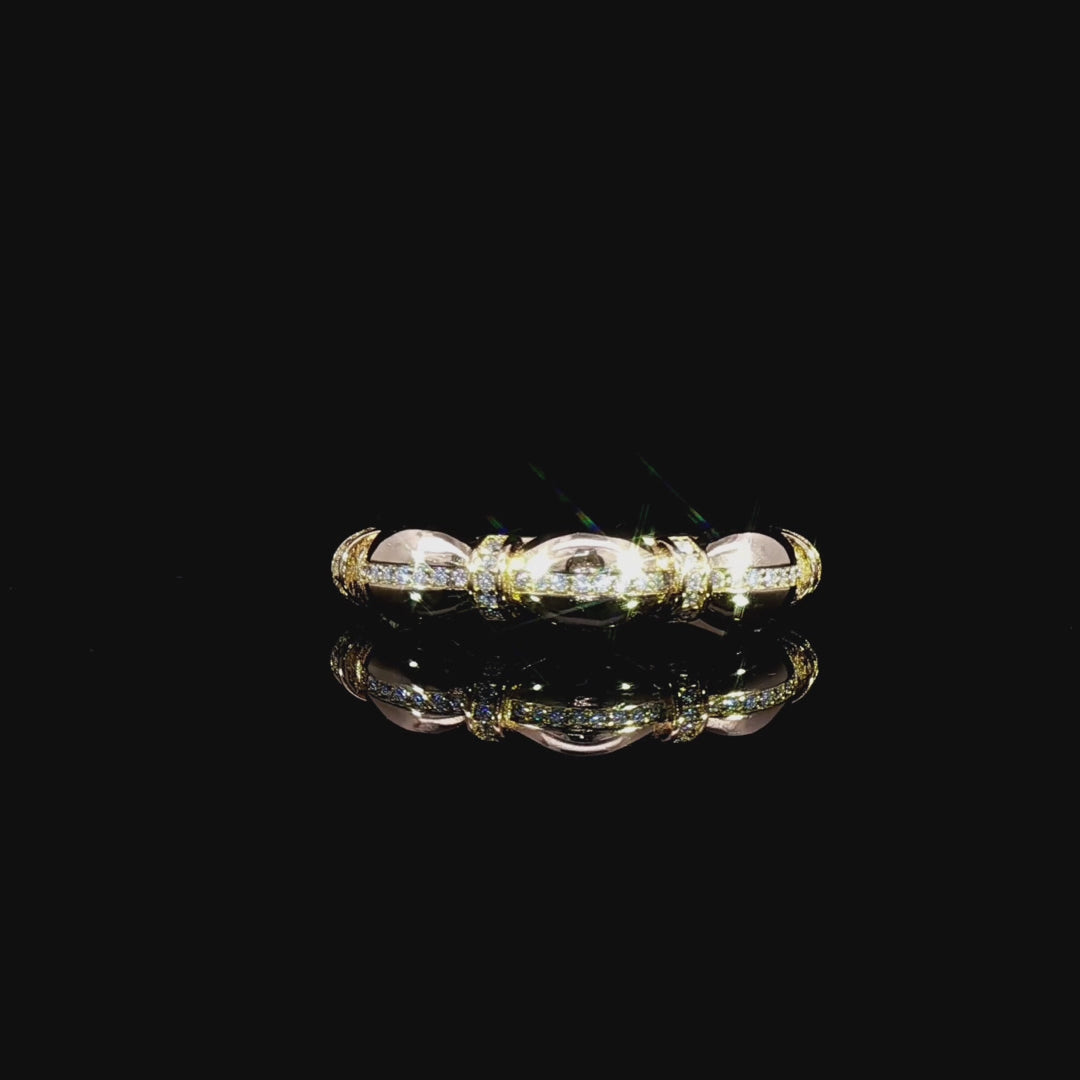 Round Cut Beaded Line GRA Certified Moissanite Ring in Gold Plated 925 Sterling Silver – 0.11 Carat