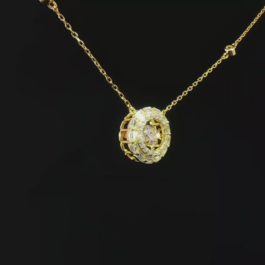 Dolce Mondo Saba White Zircon Gold-Plated 925 Silver Pendant Necklace
