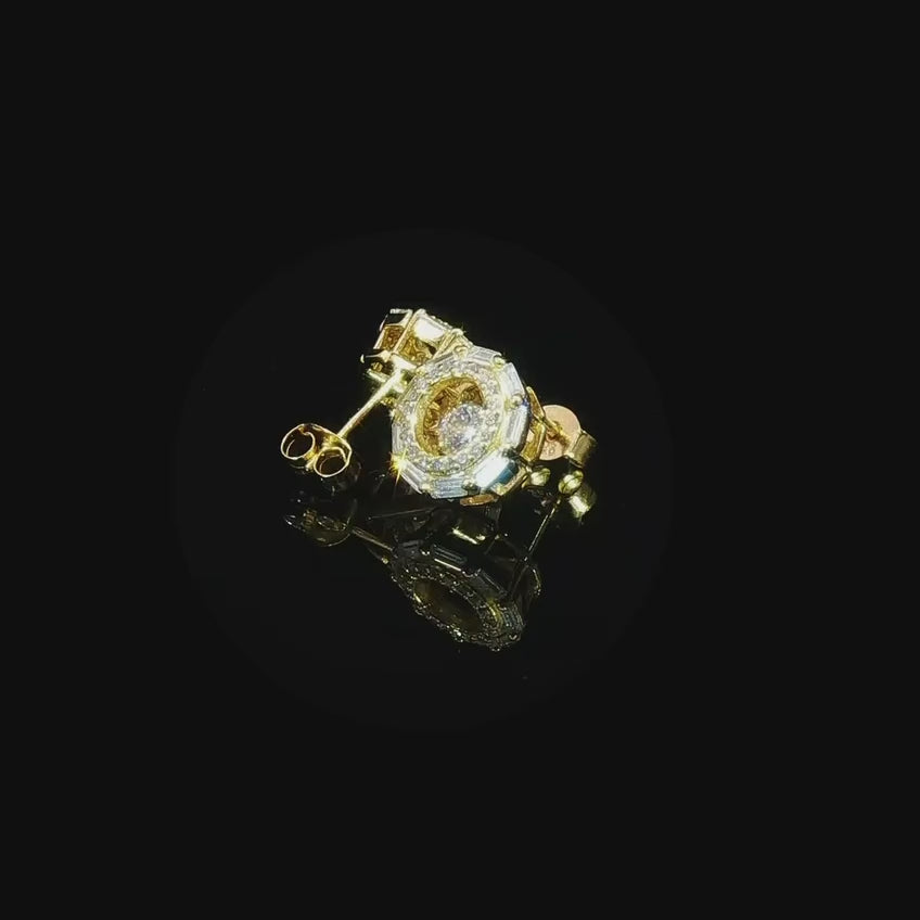 Marcelline White Zircon Round Mosaic Gold-Plated Stud Earrings in 925 Silver