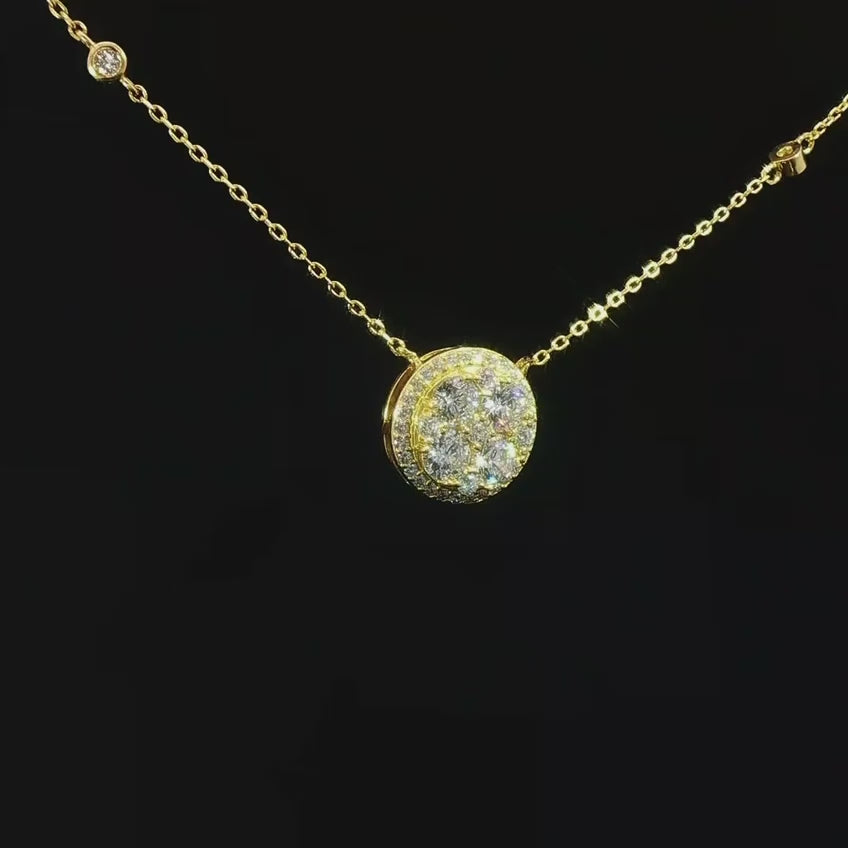 Dolce Mondo Maha White Zircon Gold Plated 925 Silver Pendant Necklace