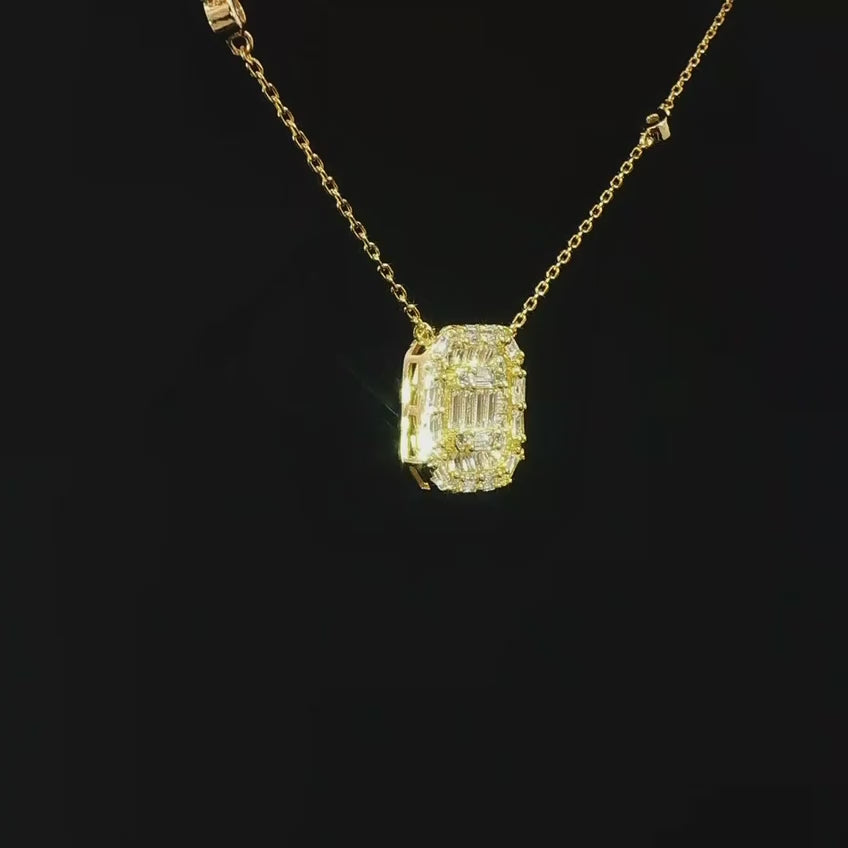 Dolce Mondo Amal White Zircon Gold-Plated 925 Silver Pendant Necklace