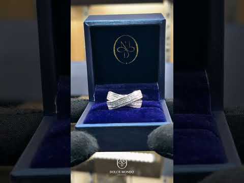 خاتم دولتشي موندو لوكس أبيض متقاطع من الفضة عيار 925 مرصع بأحجار الزركون الفاخرة - مطلي بالروديوم عالي الجودة