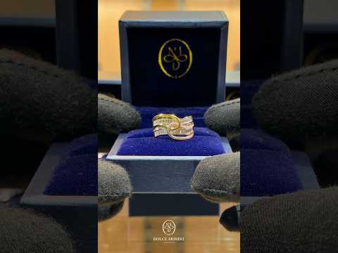 Dolce Mondo Majestic Two Tone Baguette Wave Ring in 925 Silver with Premium Zircon Stones - Hight Quality Rhodium Plated