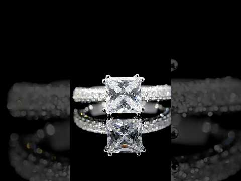 Dolce Mondo Princess White Square Cut Premium Quality Zircon 925 Silver Ring – High Quality Rhodium Plated