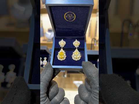 Aurora Champagne Yellow Pear Drop Earrings with Premium Zircon Stones – High Quality 18K Gold Plated in 925 Sterling Silver